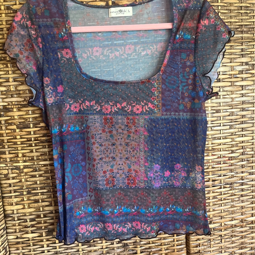 Sheer Floral Patchwork Top